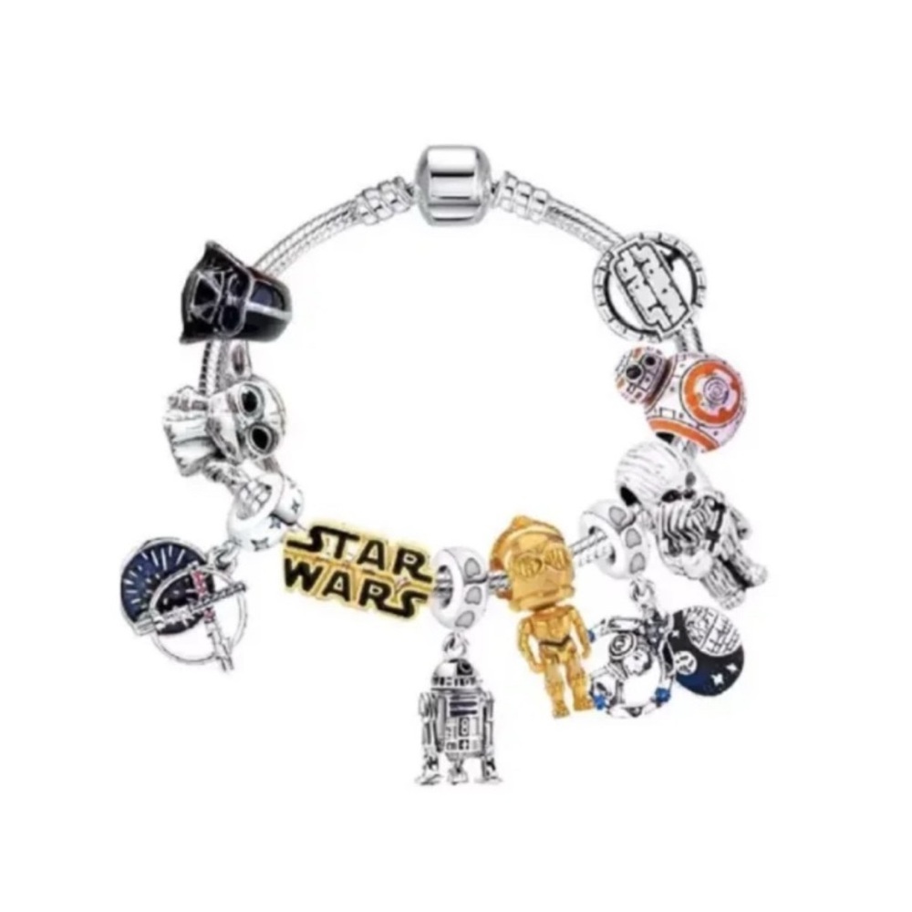 COPY - Star Wars Silver and Gold Charm Bracelet with Iconic Characters